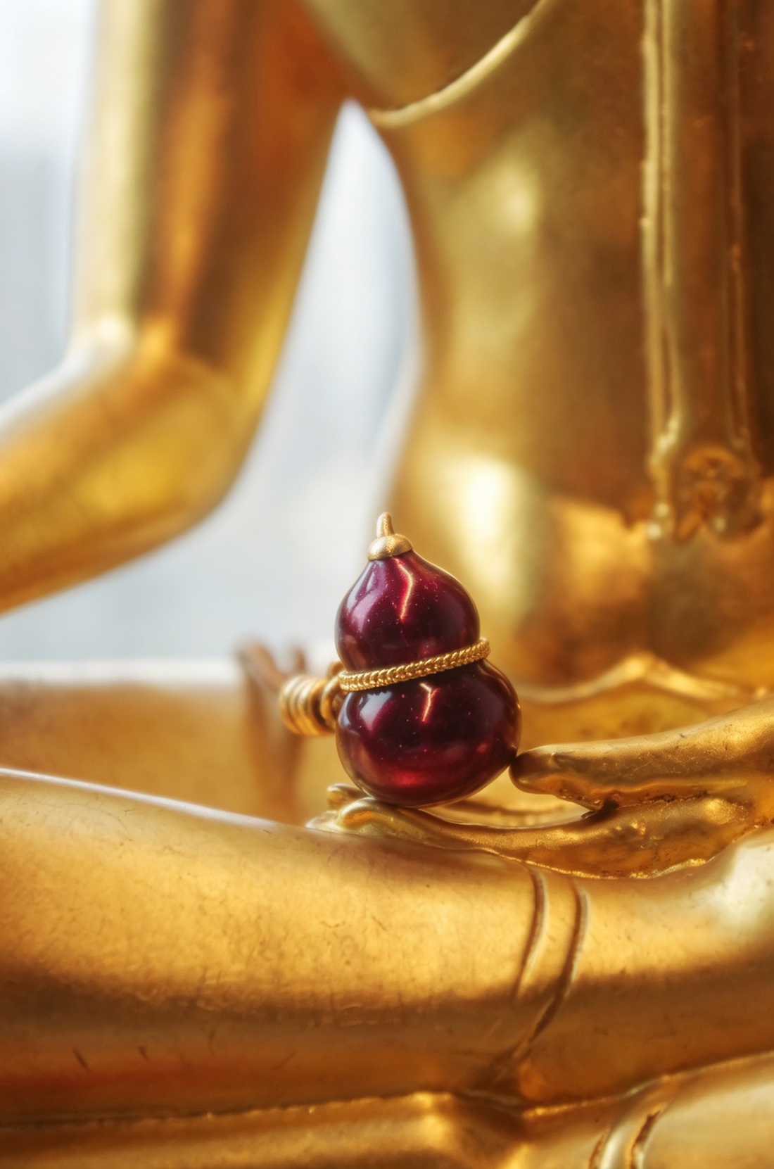 Vajra Realm Purple Air from the East" Enameled Copper Gourd Necklace