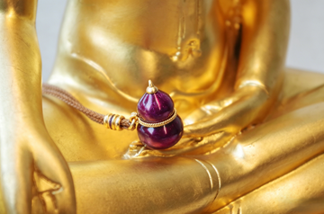 Vajra Realm Purple Air from the East" Enameled Copper Gourd Necklace