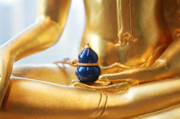 Vajra Realm Imperial Blue" Auspicious Enameled Copper Gourd Necklace