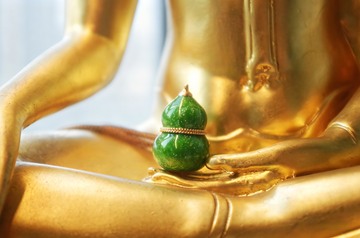 Vajra Realm Vitality Green Enameled Copper Gourd Necklace