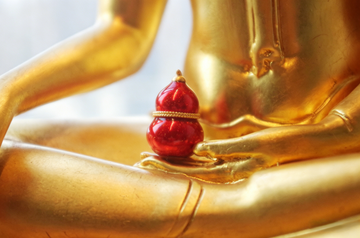 Vajra Realm Auspicious Good Match Red Enameled Copper Gourd Necklace